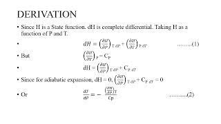 Joule Thomson Effect   Unit V