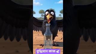 🪶 A Clever Crow Used Stones to Drink Water! 😱 | Smart Bird Story #shorts