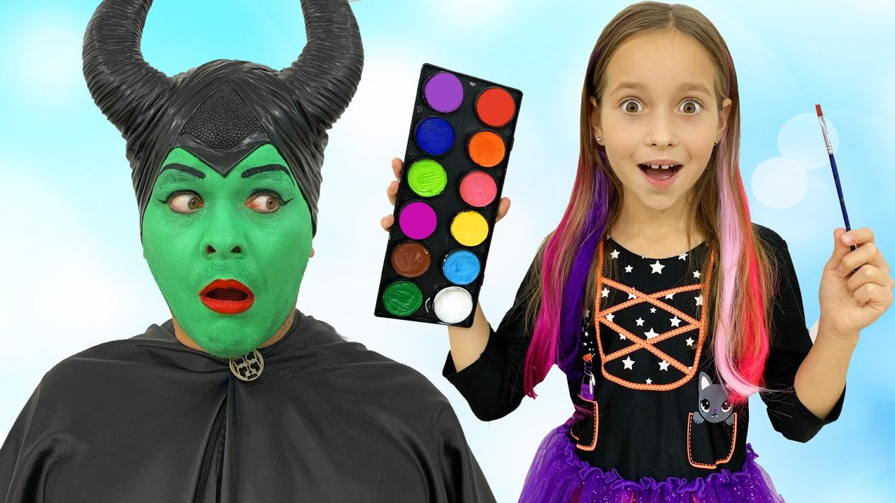 Sofia makes on Halloween Makeup and Costume for Dad - YouTube