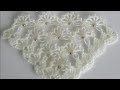 شال كروشيه مثلث رقيق بغرزة روعه Crochet Shawl 