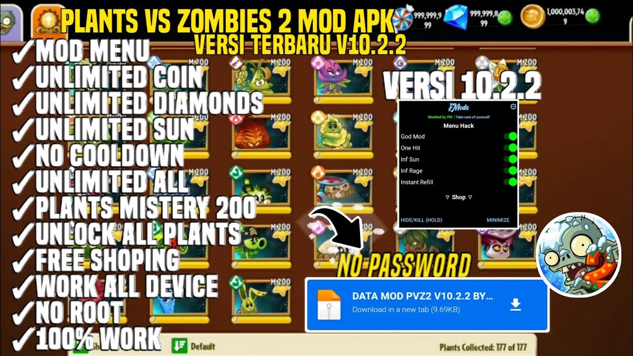 Plants vs Zombies 2 V10.4.2 - Mod Menu 