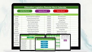 Información Education Logistics Remote Work Calendar in Excel Actualización