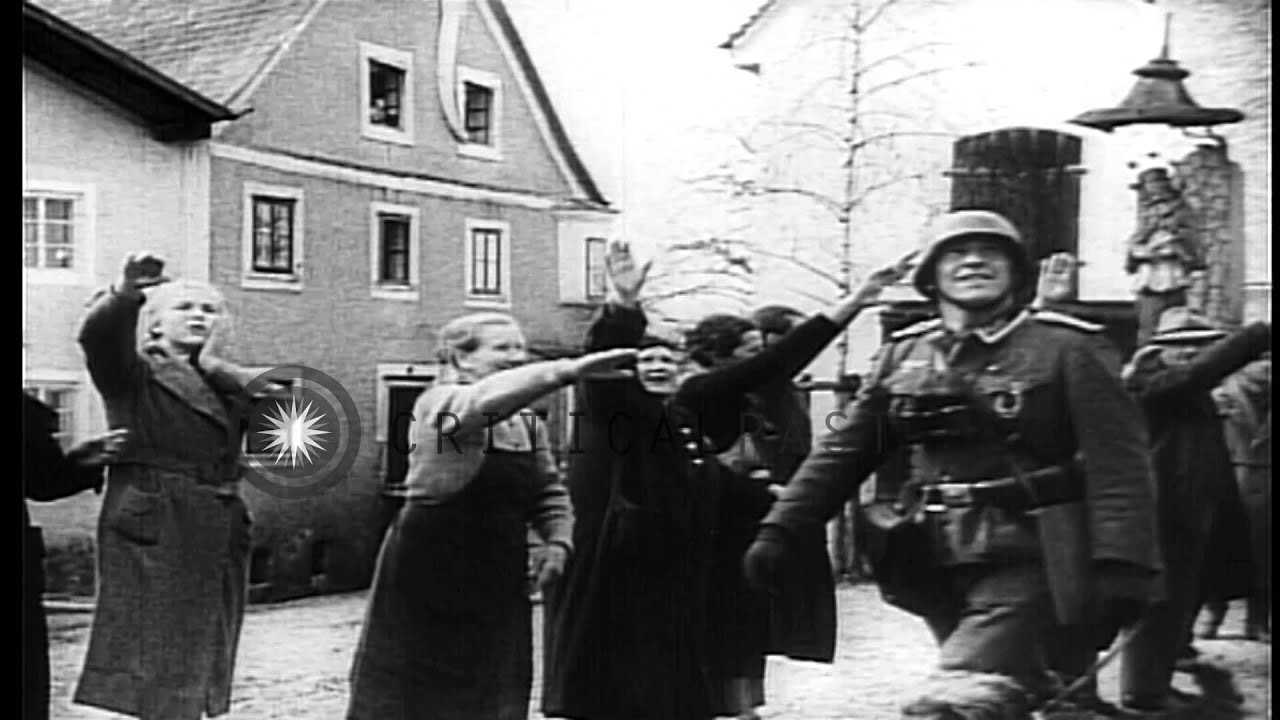 German soldiers welcomed by civilians in Austria HD Stock Footage