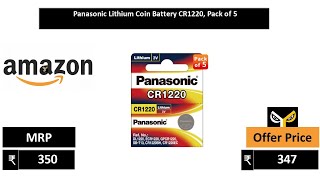 Panasonic Lithium Coin Battery CR1220, Pack of 5