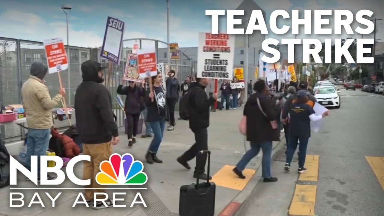 San Francisco teachers strike for a third straight day - YouTube