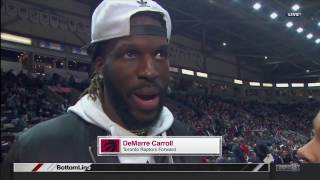 Before game 6 of their nba playoffs series with the milwaukee bucks,
demar derozan, demarre carroll and other raptors attended 2 d-league
fin...