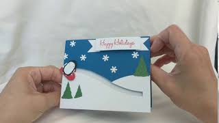 Penguin Sleding Handmade Christmas Slider Card