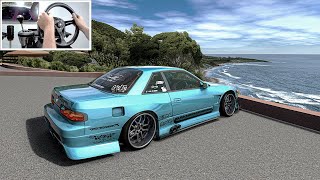 PS13 Drift + Cruise Along Pacific Coast - Assetto Corsa | Steering Wheel Gameplay