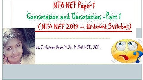 NTA UGC NET paper 1 Connotation and Denotation (Part 1)