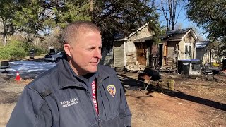 WebXtra: Outdoor warming fire burns Longview home