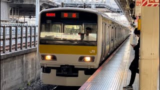 【E231系A502編成 TK出場回送(装置保全)】E231系500番台ミツA502編成が回送電車として大崎駅5番線に到着停車するシーン(回6465M)2024.1.29