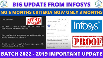 BIG UPDATE FROM INFOSYS | NO MORE 6 MONTHS CRITERIA |NOW YOU CAN REAPPLY IN INFOSYS IN 3 MONTHS ONLY