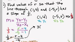 Math 8A Finding a Missing Coordinate Using Slope Formula