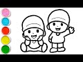 Two Cute Pocoyo Friends Drawing, Painting and Coloring For Kids and Toddlers_ Easy Drawing for Kids
