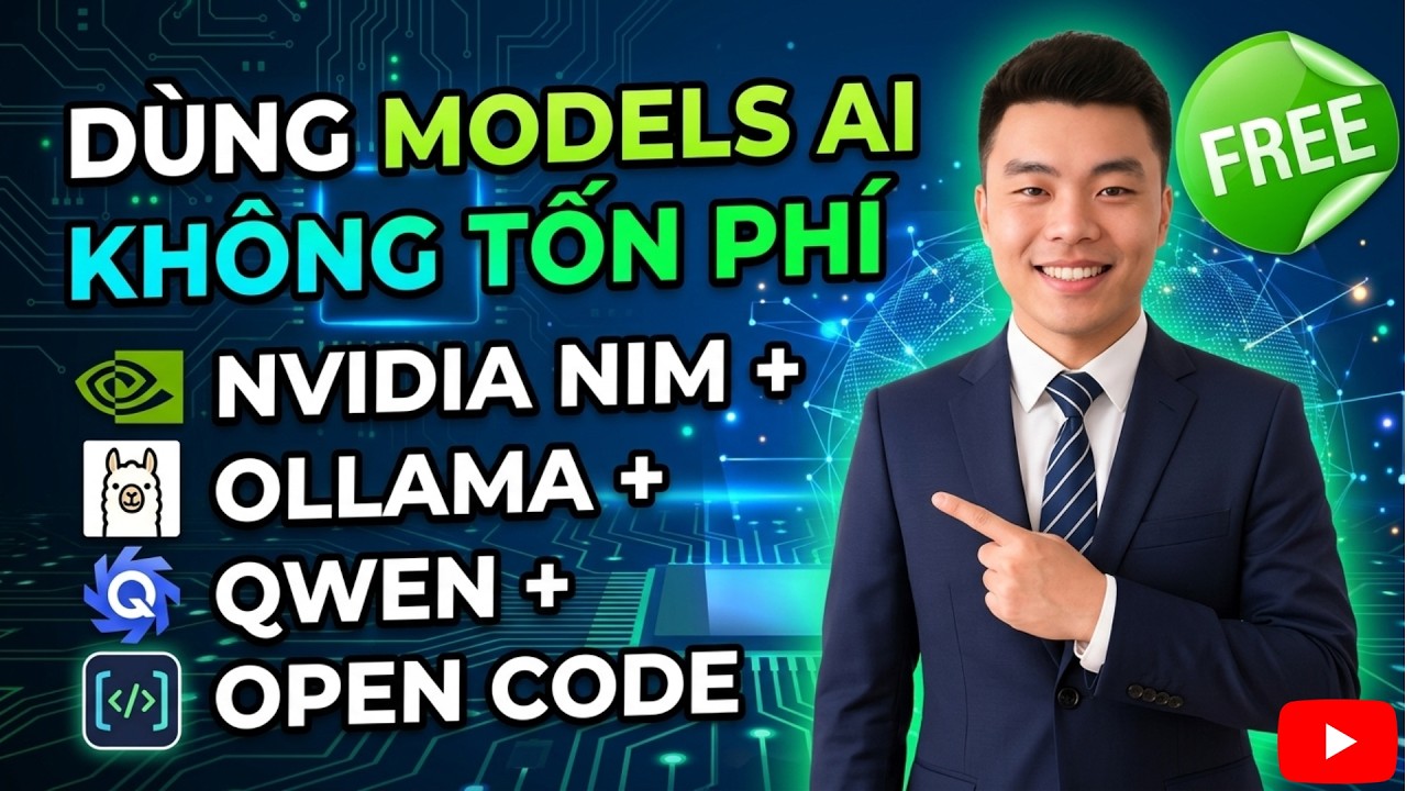 Dùng models AI không tốn phí | NVIDIA NIM + OPEN CODE + OLLAMA + QWEN # ...