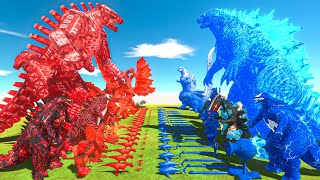 Team Red   Mechagodzilla vs Thermo Godzilla   Team Blue - Animal Revolt Battle Simulator