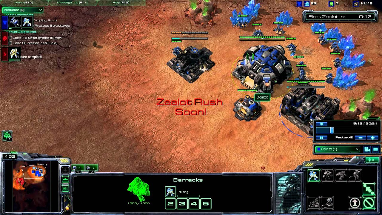 Starcraft 2 Gold Challenges: Rush Defense Protoss Rush.flv