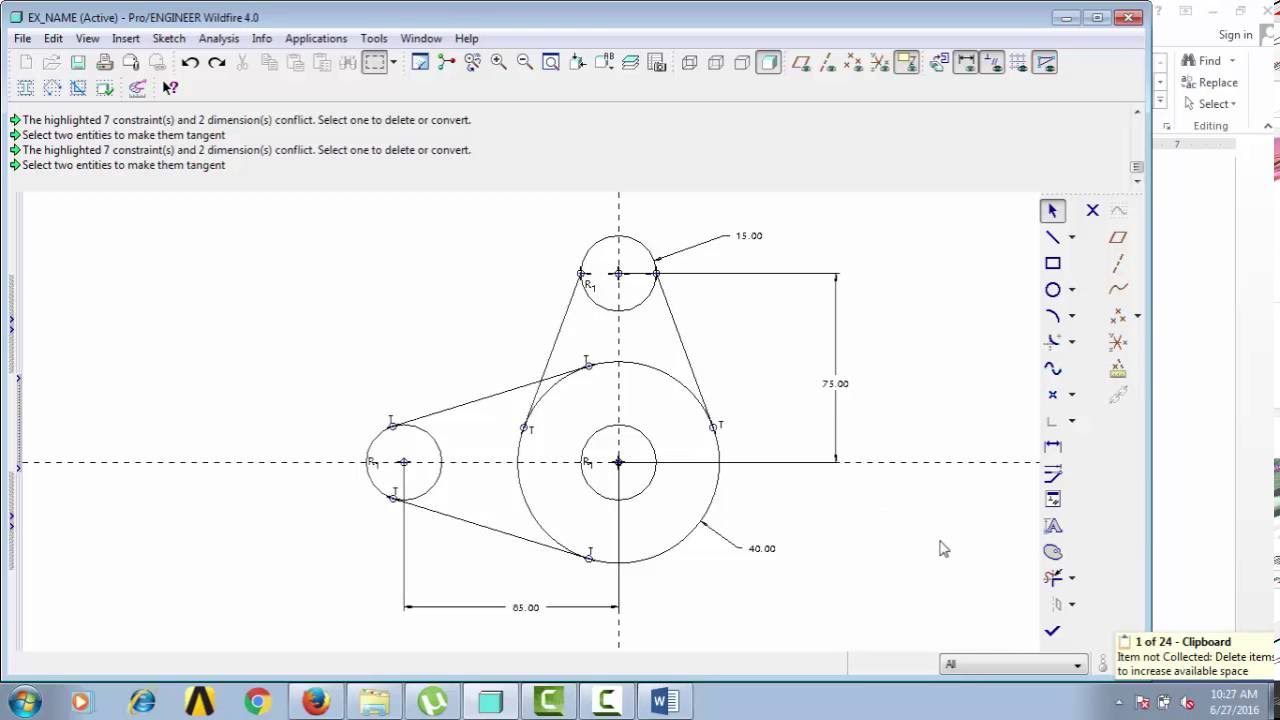 pro e wildfire tutorial Pro engineer (pro e) wildfire 5. 0 basic beginner part modeling.