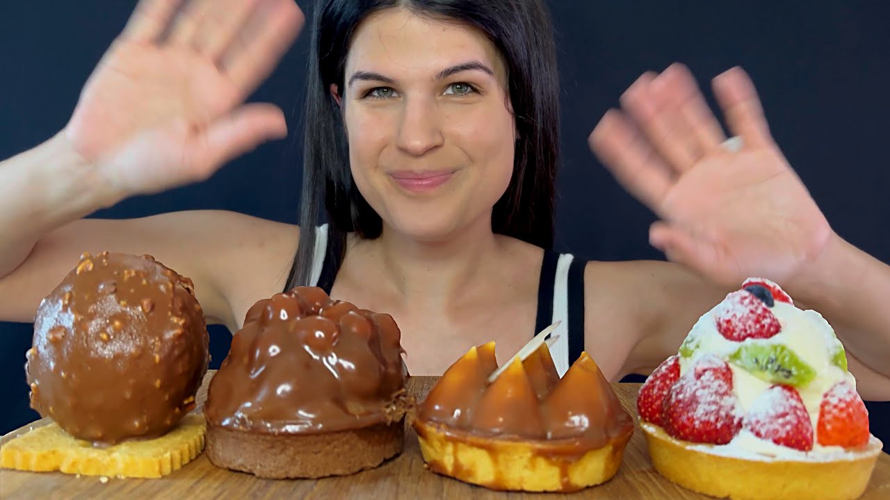 CHOCOLATE MOUSSE CAKES & TARTS | MUKBANG | ASMR | EATING SOUNDS