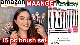 Amazon MAANGE 15 pcs makeup brush set review + demo | Is it worth the money? Kp styles