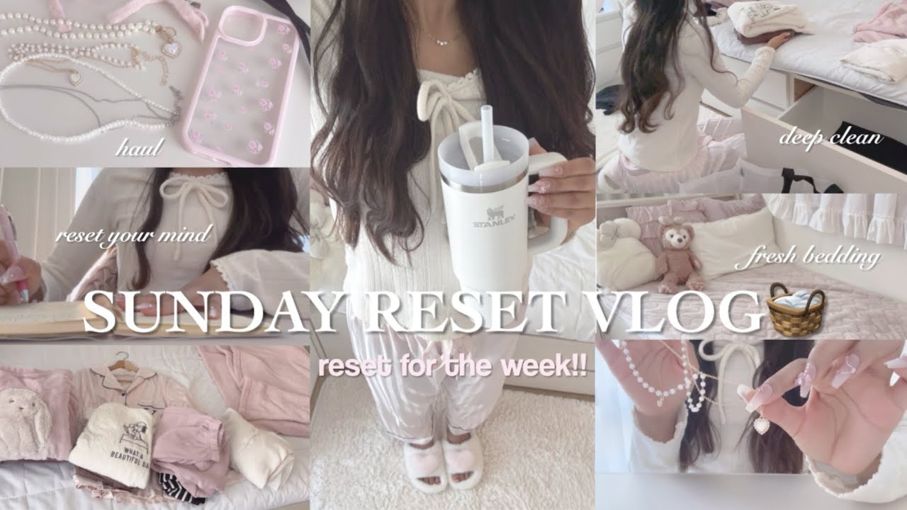 sunday reset routine🧺💞deep clean & organizing,desk setup,haul,self care 𐙚