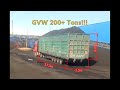 140 tons is min. weight of trucks in this video--- tremendous loaded china trailer trucks