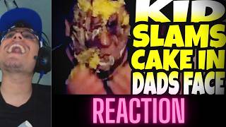 KID SLAMS CAKE IN DAD'S FACE!!! (VIOLETTE1ST REACTION)