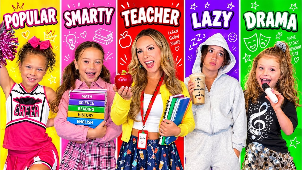 TEACHER 📚 VS LAZY 😴 VS POPULAR 💋 VS DRAMA 🎭 VS SMARTIE 🍎 SHOPPING CHALLENGE #school #shopping 