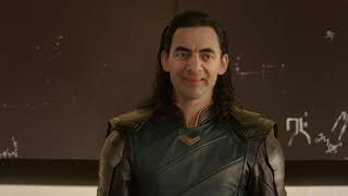 Rowan Atkinson mr bean as loki in the avengers.deepfake