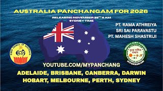 Panchangam Australien 2026 | Große Veröffentlichung für alle 8 Städte: Sydney, Melbourne, Brisban...
