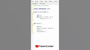 C++ Function to print N Natural Numbers |  #tasincoder #coding