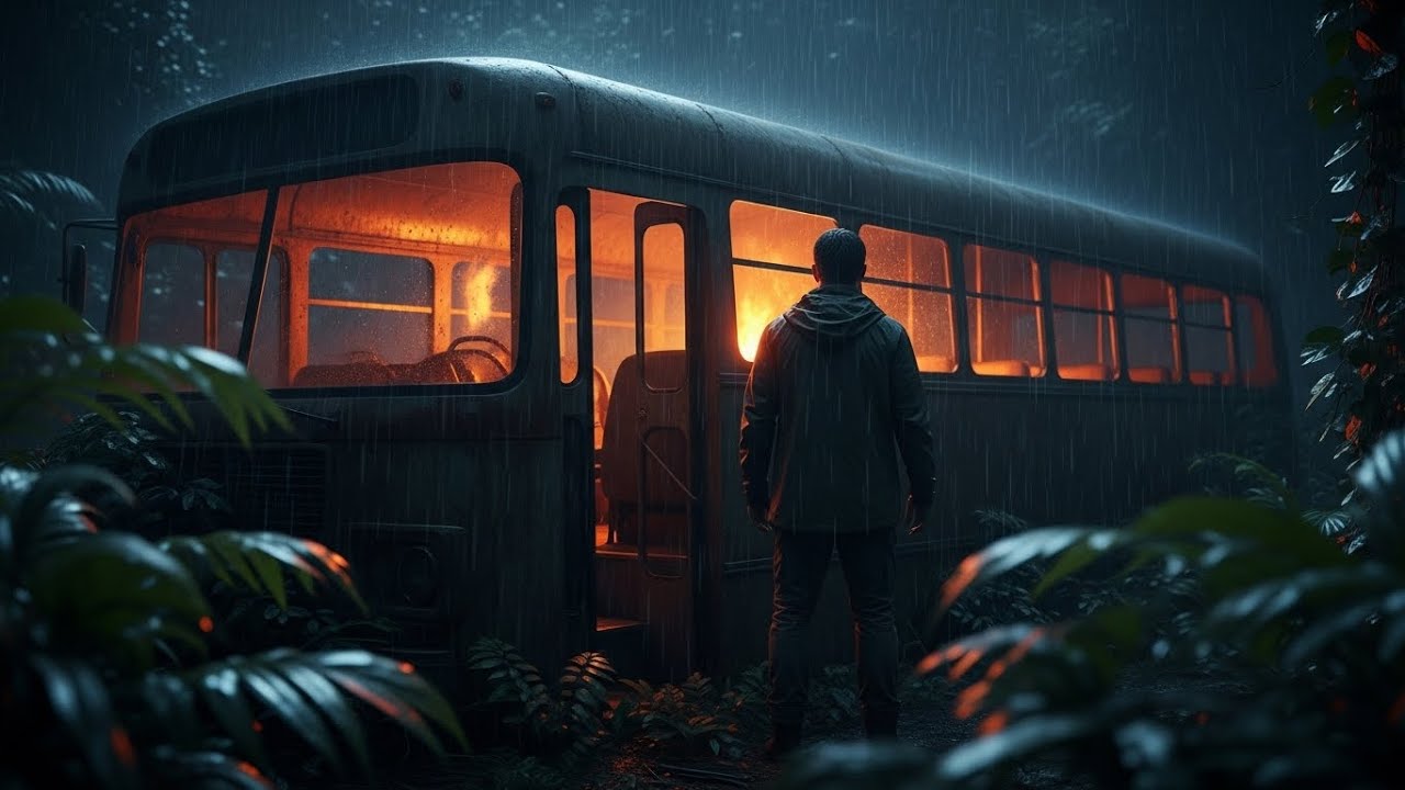 I Built a Secret Bus Home in the Jungle | Heavy Rain ASMR