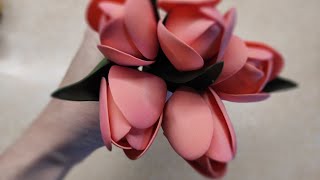 картинка: Тюльпаны из фоамирана, легко. Красивый и нежный подарок в любое время года. Flowers tulips from foam