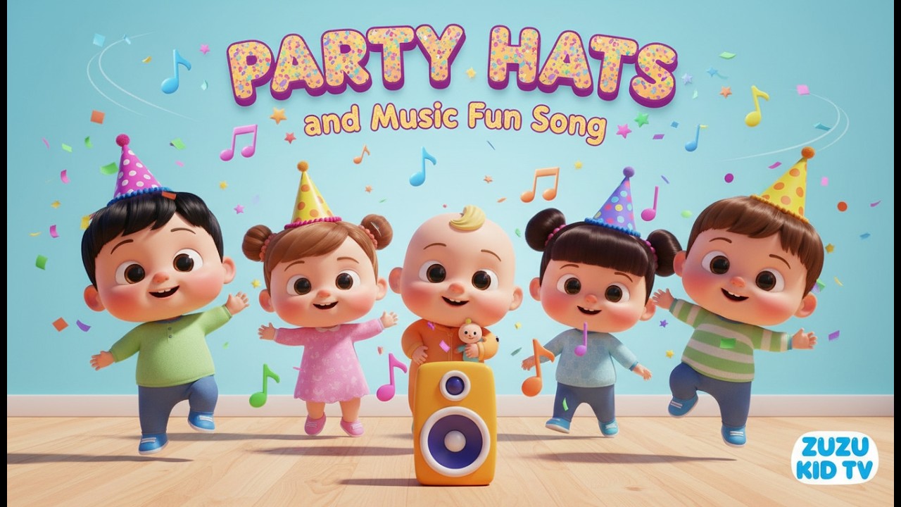 Party Hats and Music Fun Song for Kids – Celebration Time Nursery Rhyme 🎉🎶