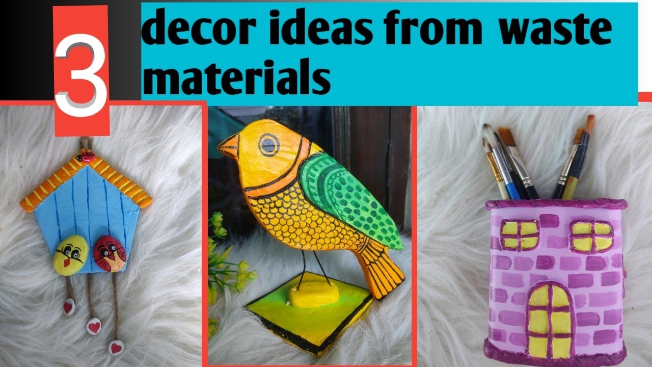 3 amazing decoration ideas from waste material every thing made from waste items YouTube