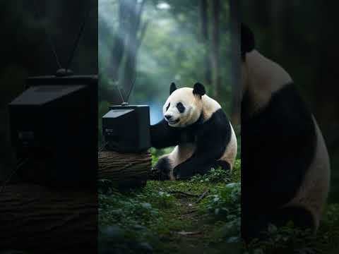 #DreamScreenAI part _2#cute panda🐼watching Tv in a forest🌲 😳😜#trend #subscribe