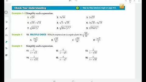 Lesson 10-2 Simplifying Radical Expressions