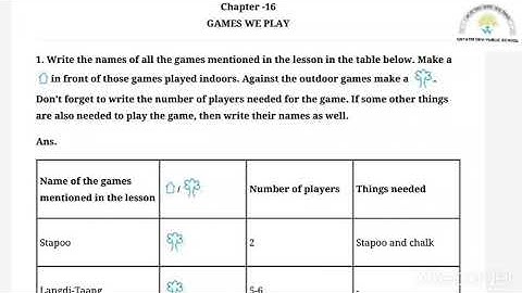 CLASS 3 EVS UNIT 16 GAMES WE PLAY Q/A