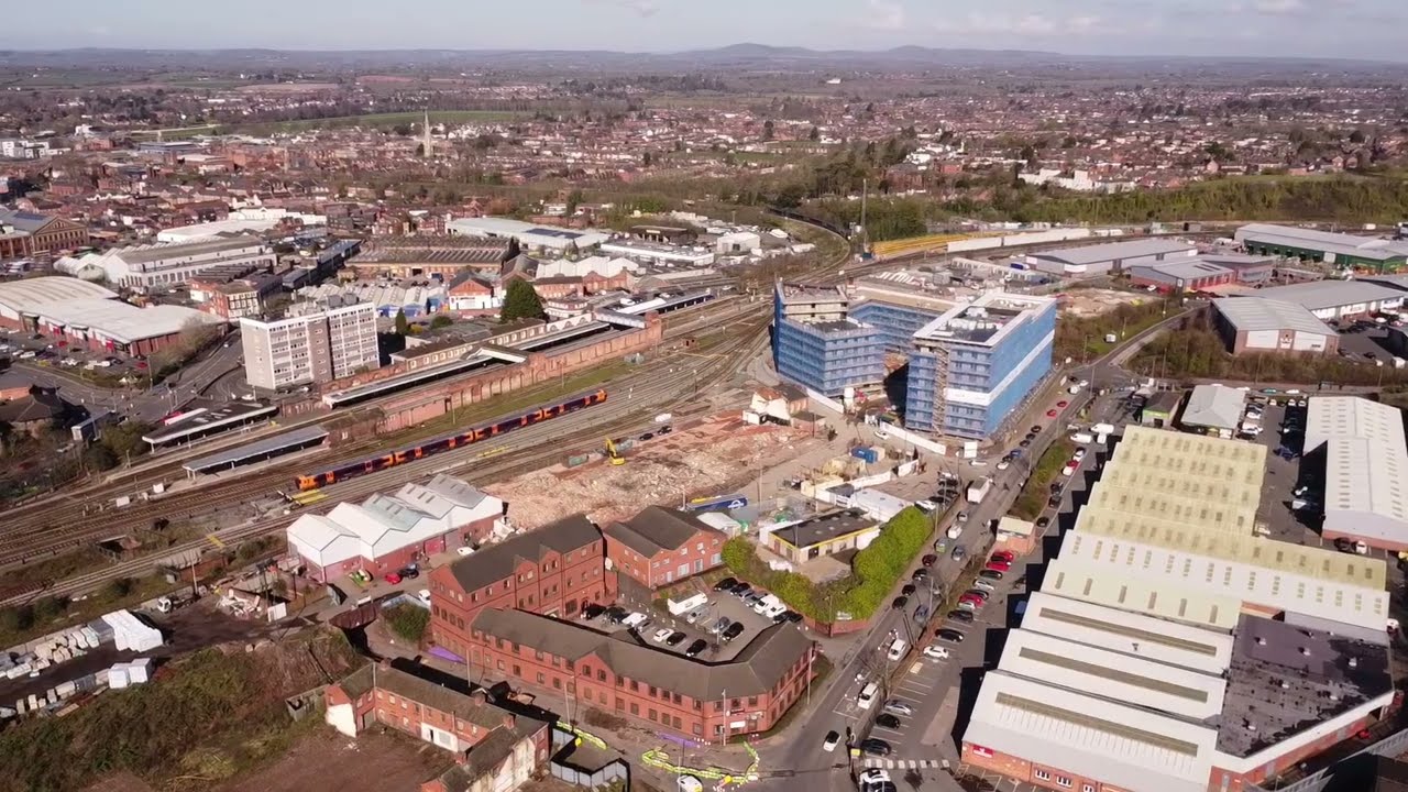 Sherriff's Gate new building and surrounding areas in Worcester. Recorded early April 2023.