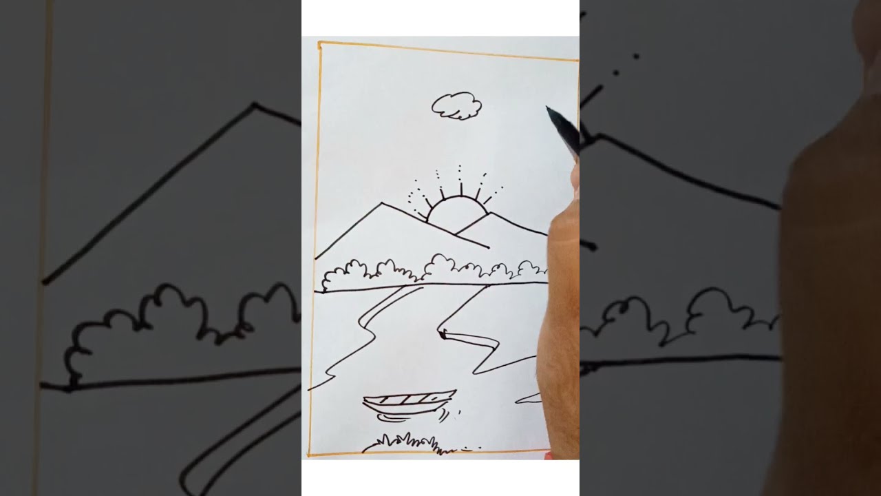 How to draw Sunrise with Sketch pen, Sunrise scenery 