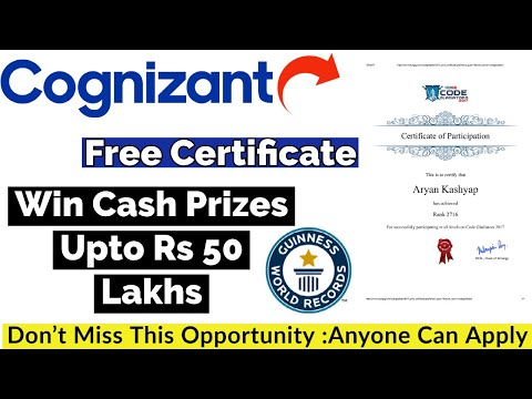 Cognizant Free Certificate | Code Gladiators 2021 | Win Cash Prizes Upto Rs 50 Lakhs