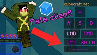 Using FATE CLIENT while DESTROYING in Mega Skywars! (Cubecraft Bedrock)