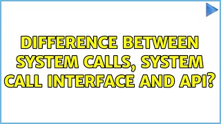 Difference between system calls, system call interface and API?