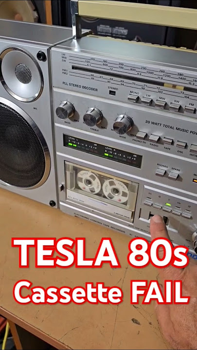 80s Vintage TESLA Radio Cassette Recorder - Tape Sound Test FAILED Jumbo Boombox Ghettoblaster FAIL