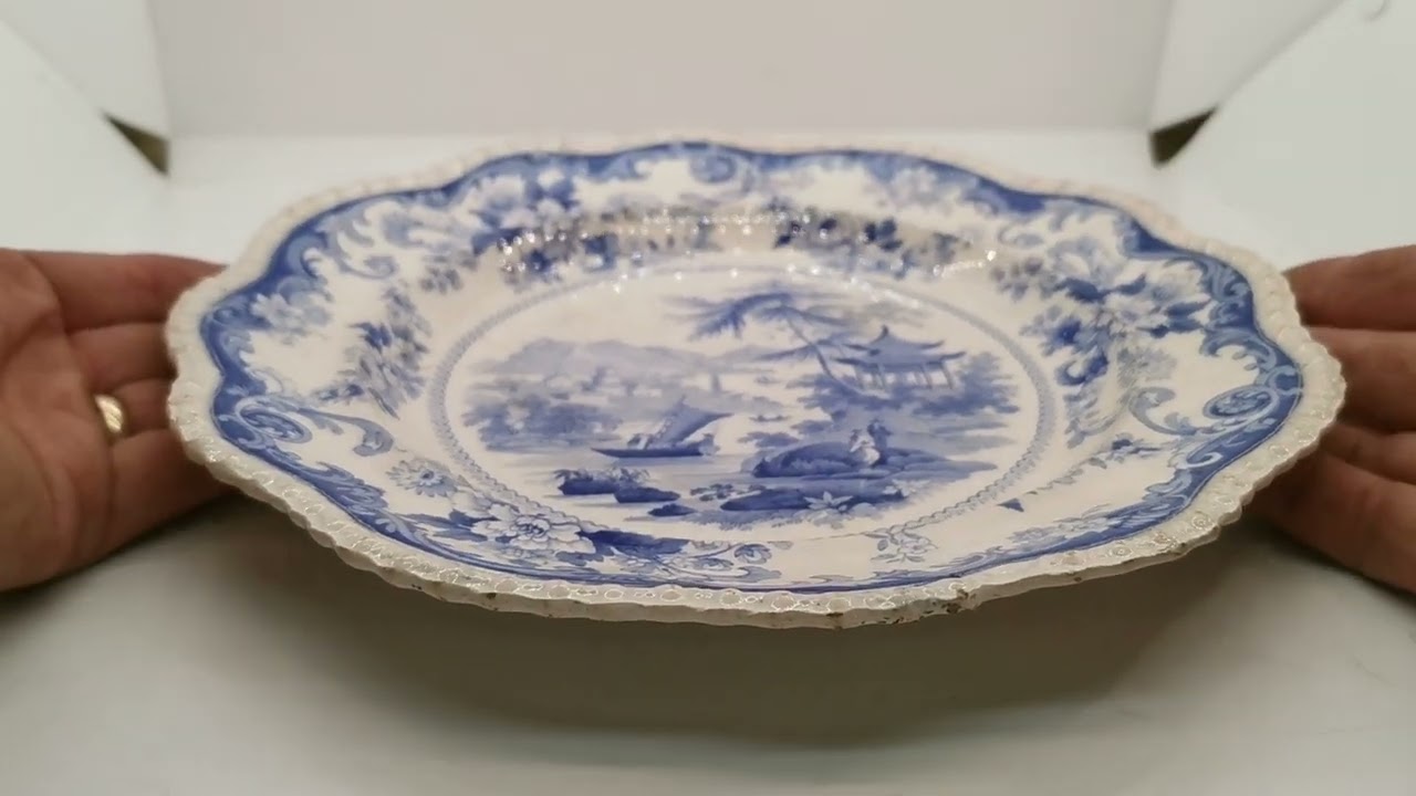 Elkin Knight & Bridgwood Canton Views Blue and White China Plate
