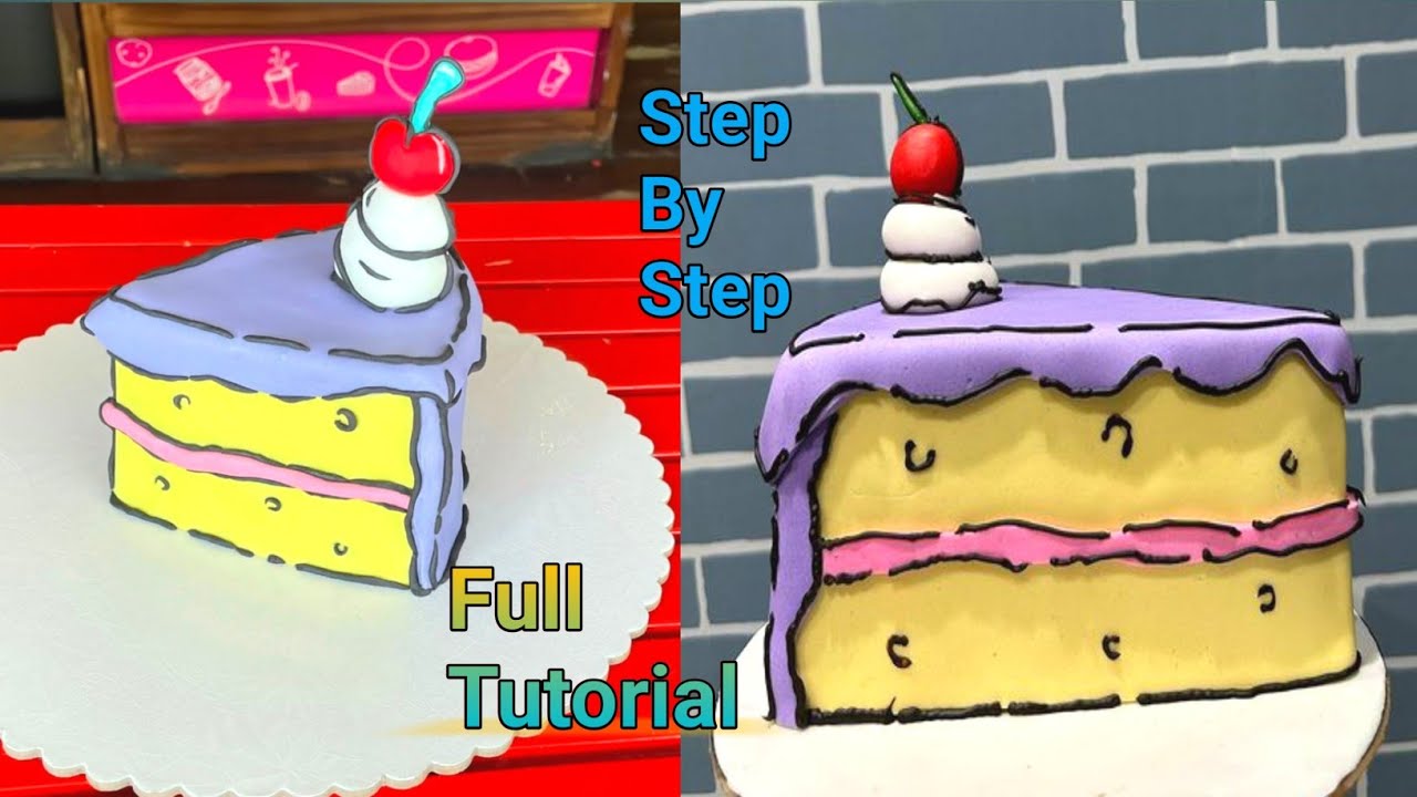 2D Fondant Cake Slice Comic Cake Decorating Ideas Tutorial By