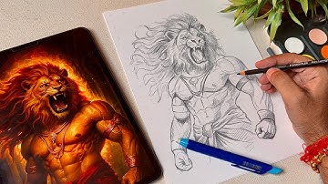 Mahavatar Narsimha Drawing,  Narasimha Drawing, Step By Step,  Outline Tutorial 😍