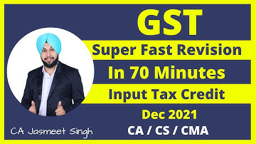 Input Tax Credit | ITC | CA Inter | Dec 2021 | GST Revision | CS Exe | CMA Inter | CA Jasmeet Singh