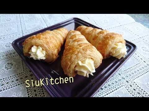 [Eng-Recipe] How to make Cream Puff Pastry Cones (酥皮忌廉卷筒)