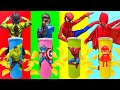 Making Pringles with Superhero | Learn colors with babies turning around　プリングルズを食べると何になりますか?!